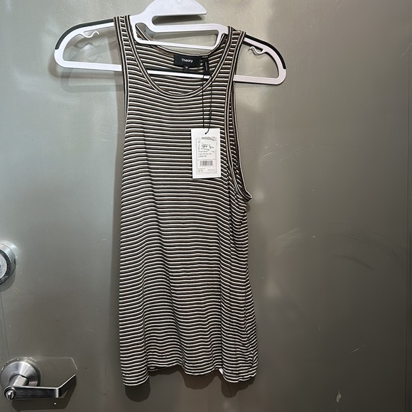 Theory Jersey Light Stripe Racerback Tank M - Picture 2 of 7